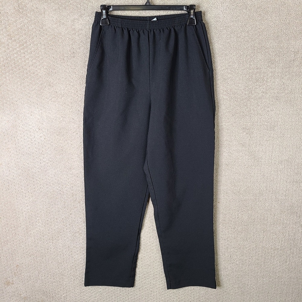 CW Classics Pants Womens Medium Black Elastic Waist Polyester Straight
